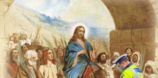 Milițienii, Paștele și un bărbos cu plete, Isus