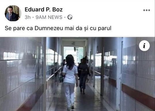 Pe domnul Eduard Boz Dumnezeu l-a bătut cu parul. I-a dat numai în cap