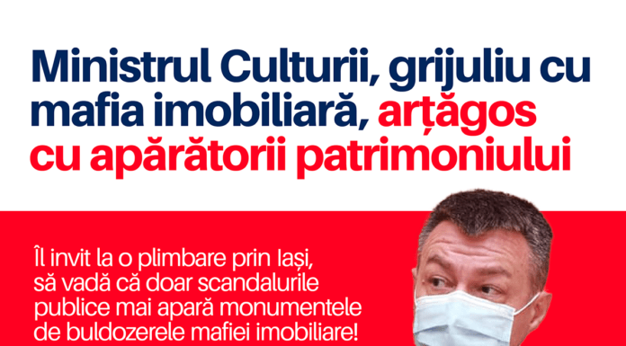 Marius Bodea (Senator USR PLUS): Ministrul Culturii, grijuliu cu mafia imobiliară, arțăgos cu apărătorii patrimoniului