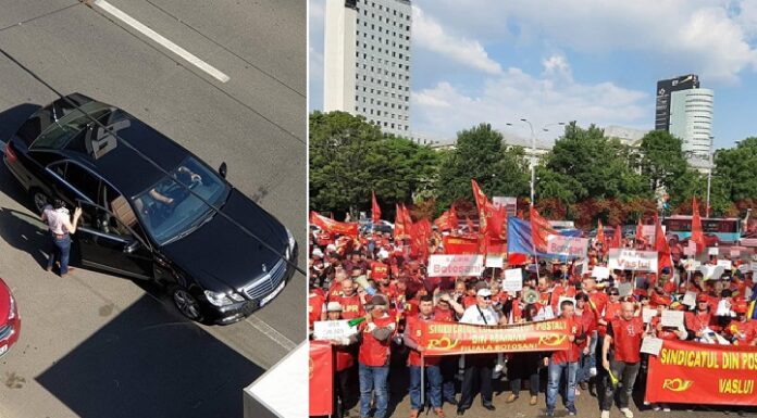 Baronii sindicaliști au venit la protest cu „Merțanul”. Lista lefurilor nesimțite din compania în care poștașii muncesc pe salariul minim