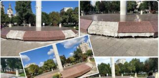 Soclul catargului din Podu Roș se prăbușește. Alți bani, altă distracție: lucrarea a costat 200.000 de euro, dar a ieșit din garanție