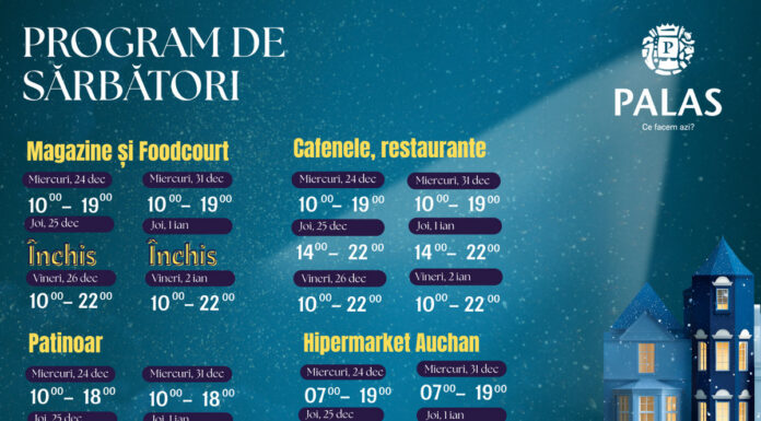 Program special de sărbători în proiectele IULIUS: patinoarul și restaurantele din Palas, Cinema City din Iulius Mall și McDrive-ul din Family Market Bucium, deschise în prima zi de Crăciun și pe 1 ianuarie 2026