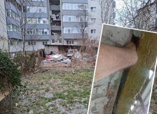 Blocuri reabilitate cu fonduri europene: între perete și izolație încape mâna unui om. Iluminatul cu panouri fotovoltaice nu funcționează