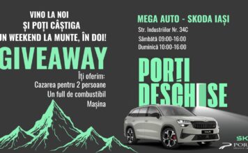 Mega Auto – Škoda Iași te invită la Porți Deschise! Iași, 21 martie 2026 – Mega Auto – Škoda Iași dă startul unui weekend special dedicat pasionaților de automobile, familiilor și tuturor celor care își doresc o experiență relaxantă și plină de surprize. În zilele de 21 și 22 martie, showroom-ul își deschide larg porțile pentru un eveniment în care socializarea și descoperirea merg mână în mână. De ce să participi? Participanții au șansa de a câștiga un premiu deosebit: un weekend la munte, care include: 2 zile cu o mașină oferită de Mega Auto – Škoda Iași (cu plinul făcut) 2 nopți de cazare la Popasul Domnesc Voroneț Pe lângă acest premiu atractiv, vizitatorii pot: Testa orice model din portofoliul Škoda, într-un cadru prietenos și fără presiune Participa la o tombolă cu premii pe loc Savura cafea și deserturi, într-o atmosferă relaxantă Evenimentul este gândit pentru întreaga familie. Cei mici sunt și ei invitați să se bucure de activități special pregătite pentru ei: Desene animate Zone de colorat Popcorn proaspăt Weekendul acesta este despre experiențe noi, timp de calitate și bucuria de a descoperi. 📍 Locație: Str. Industriilor Nr. 34 C, Iași 🕘 Program: Sâmbătă: 09:00 – 16:00 Duminică: 10:00 – 16:00 Te așteptăm la Mega Auto – Škoda Iași, pe 21 și 22 martie, la Porți Deschise!