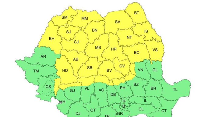 ANM: Avertizare de vreme rea pentru jumătate de țară: Zile cu vânt puternic, precipitații și temperaturi scăzute
