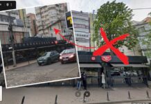 Patronul de la Mamma Mia apără cu drujba în mână construcția ilegală de la Casa Modei. Un arbore de 20 metri înălțime a dispărut subit