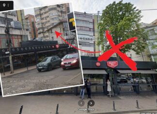 Patronul de la Mamma Mia apără cu drujba în mână construcția ilegală de la Casa Modei. Un arbore de 20 metri înălțime a dispărut subit