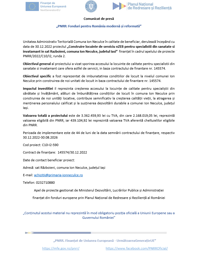 Comunicat Ion Neculce