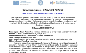 Comunicat de presă privind finalizarea proiectului: „PNRR: Fonduri pentru România modernă și reformată!” (P)