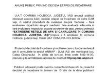 Comunicat de presă: ANUNȚ PUBLIC PRIVIND DECIZIA ETAPEI DE INCADRARE (P)