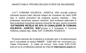 Comunicat de presă: ANUNȚ PUBLIC PRIVIND DECIZIA ETAPEI DE INCADRARE (P)