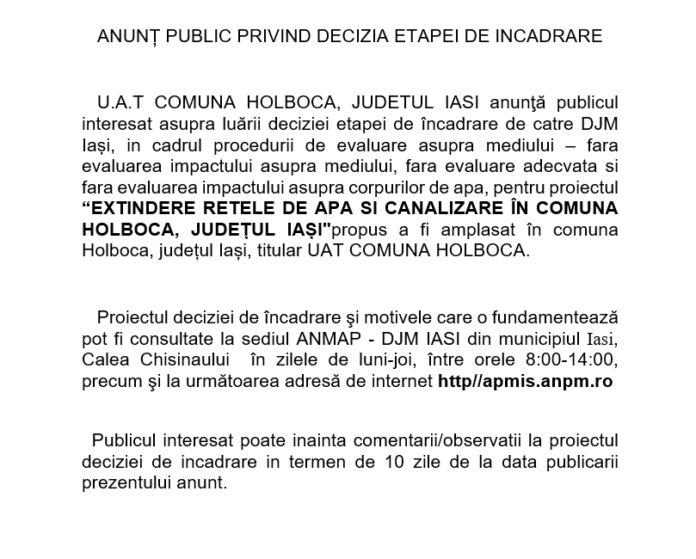 Anunt Holboca