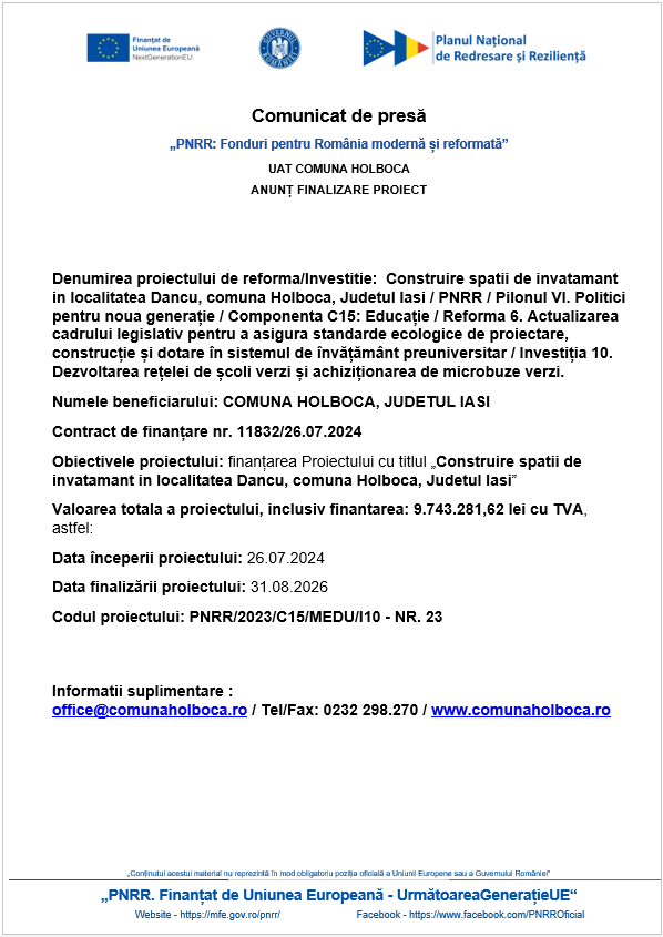 Comunicat UAT Holboca